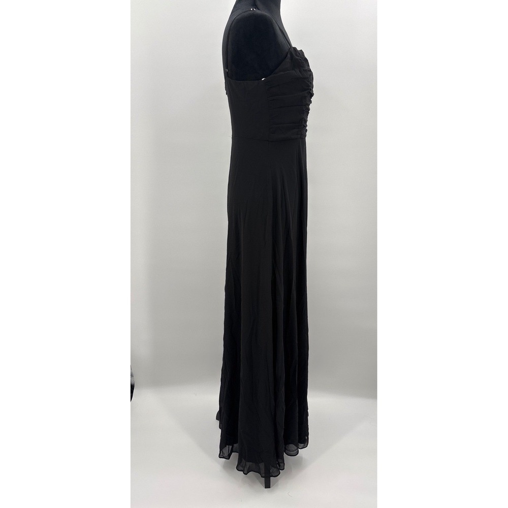 Lulus Sweeny Black Ruched Notched V-Neck Spaghetti Strap Maxi Dress  Size M - Picture 6 of 12